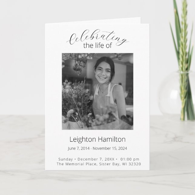 Simple Funeral Program Order of Service  Programme (Front)