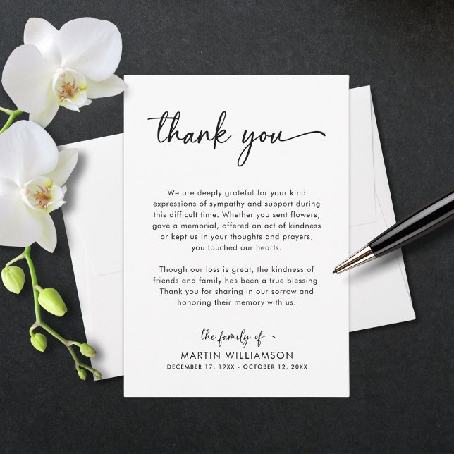 Simple Funeral Script Thank You Card (Creator Uploaded)