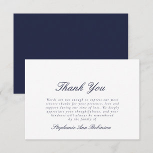 Simple Funeral Sympathy Blue Thank You Note  Card