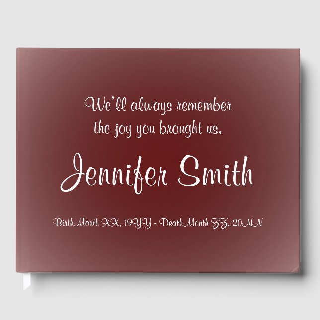 Simple Funeral Sympathy Guestbook (Front)