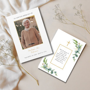 Simple Funeral Sympathy Memorial Prayer Photo Card
