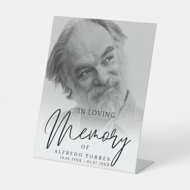 Simple Funeral Sympathy Photo Memorial  Pedestal Sign (Front)
