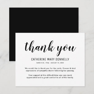 Simple Funeral Thank You Card