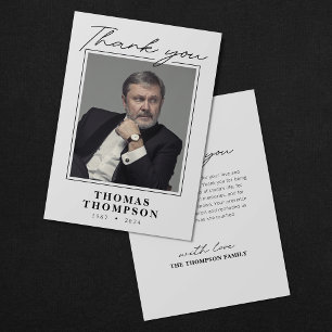 Simple Funeral Thank You Memorial Card