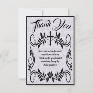 Simple Funeral Thank You Message For Condolences Card