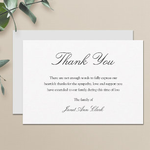 Simple Funeral Thank You Note Card