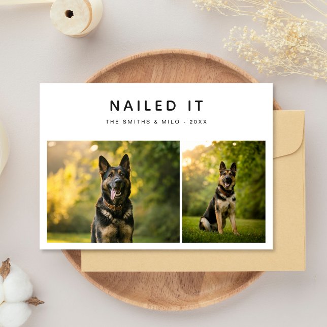Simple Funny Dog 2 Photo Nailed It Christmas Holiday Card (Creator Uploaded)