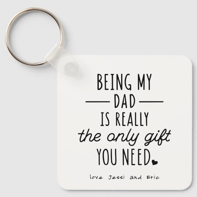 Simple Funny Fathers Day Being My Dad Photo Gift Key Ring (Front)