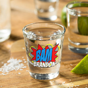 Simple Funny Modern Trendy Comic BAM! Cheers Shot Glass