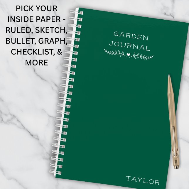 Simple Gardening Journal Personalized Name Green (Creator Uploaded)