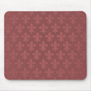 Simple garnet imperial fleur de lis patterned mouse mat