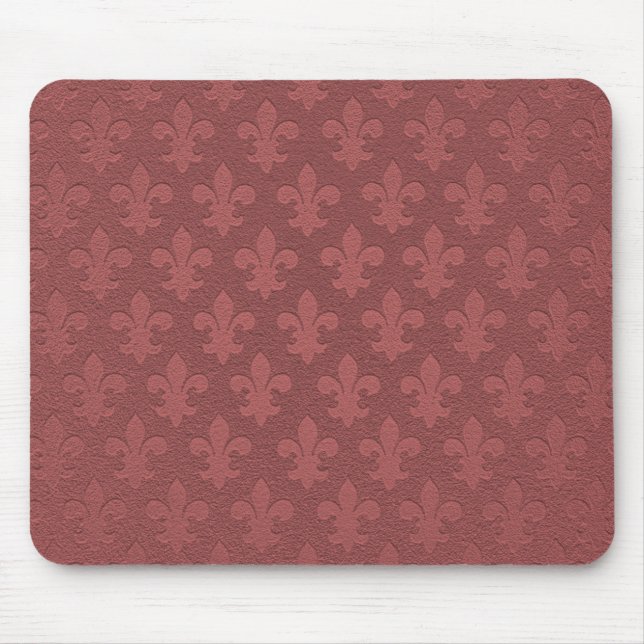 Simple garnet imperial fleur de lis patterned mouse mat (Front)