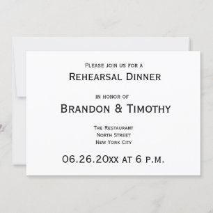 Simple Gay Wedding Rehearsal Invitations