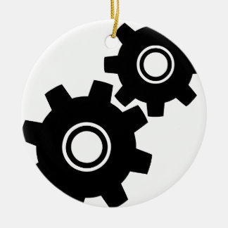 SImple Gears Cogs Ceramic Tree Decoration