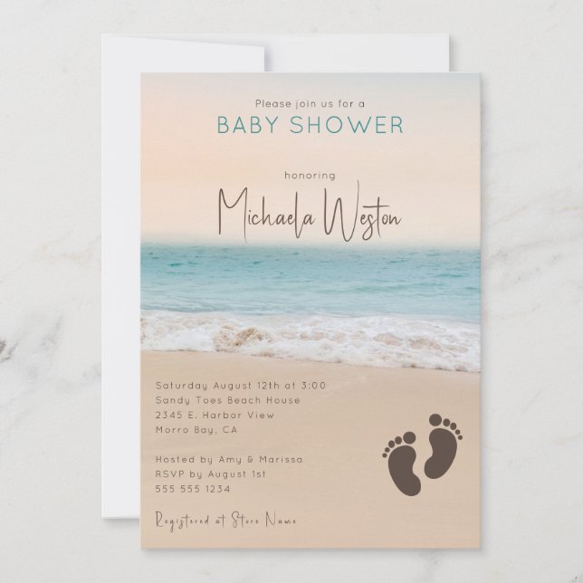 Simple Gender Neutral Beach Baby Shower  Invitation (Front)