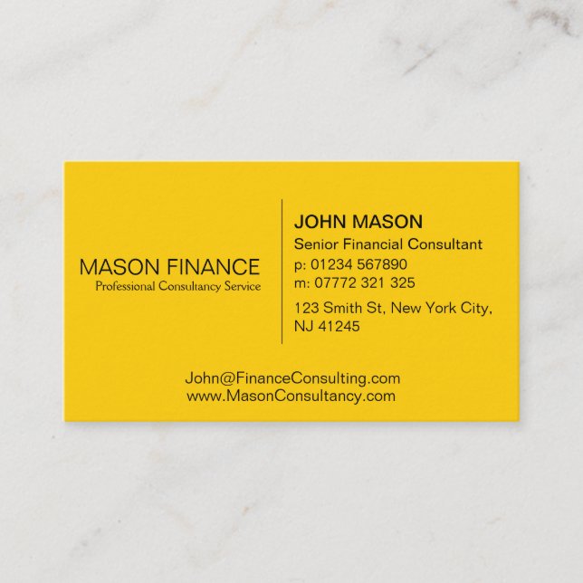 Simple Generic Yellow Business Card (Front)