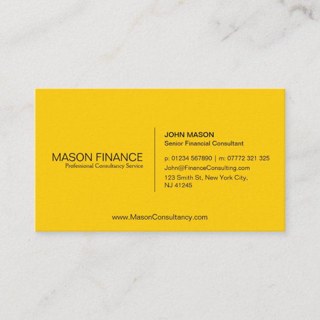 Simple Generic Yellow Business Card (Front)