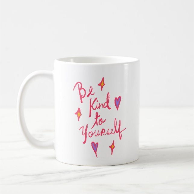 Simple Gentle Love Self Be Kind to Yourself Coffee Mug (Left)