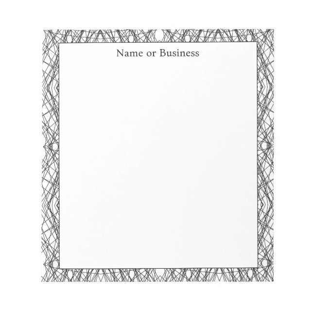 Simple Geometric Abstract Black & White Notepad (Front)