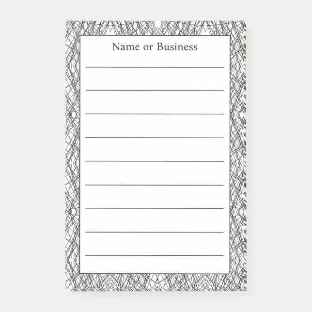 Simple Geometric Abstract Black & White Post-it Notes (Front)