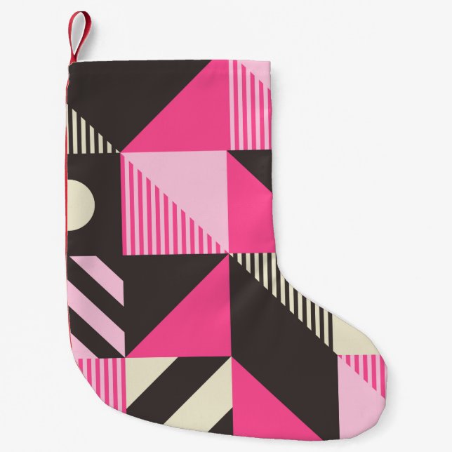 Simple geometric artwork with editable bold blocks small christmas stocking (Front)