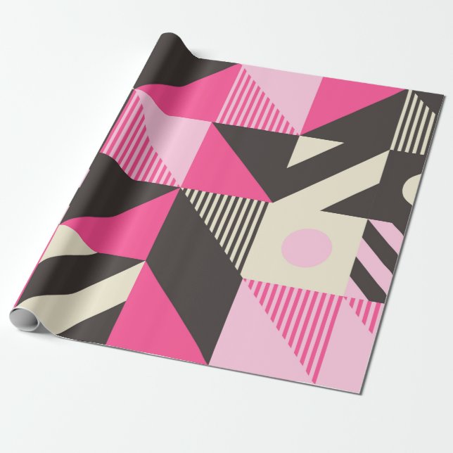 Simple geometric artwork with editable bold blocks wrapping paper (Unrolled)