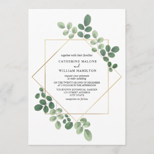 Simple Geometric Botanical Wedding Invitation