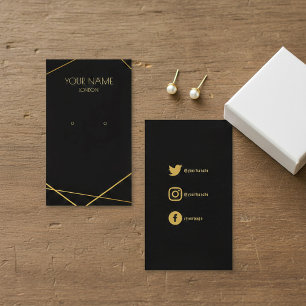 Simple geometric gold earring miniature display business card