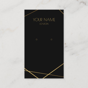 Simple geometric gold earring miniature display business card