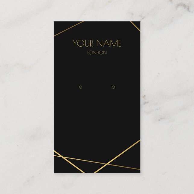 Simple geometric gold earring miniature display business card (Front)