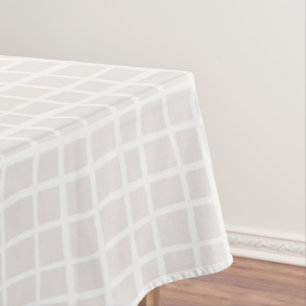Simple geometric Grid beige white neutral check Tablecloth