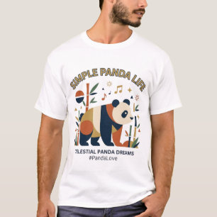 Simple Geometric Panda Minimalist Abstract Art T-Shirt