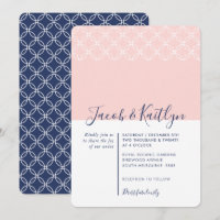 SIMPLE GEOMETRIC PATTERN navy blue pale blush pink