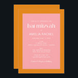 Simple Geometric Pink and Orange Bat Mitzvah Invitation<br><div class="desc">Custom Simple Geometric Pink and Orange Bat Mitzvah Invitation</div>