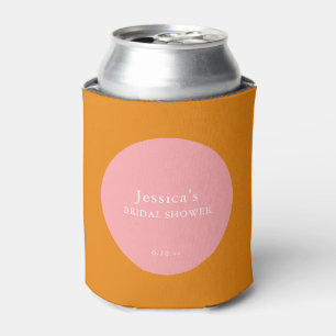 Simple Geometric Pink Orange Custom Bridal Shower  Can Cooler