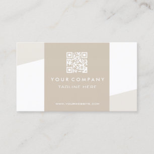 Simple Geometric QR Code Cappuccino Business Card