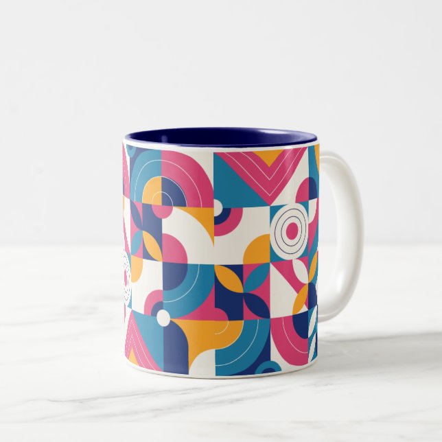 Simple Geometric Seamless Colourful Pattern Two-Tone Coffee Mug (Front Right)
