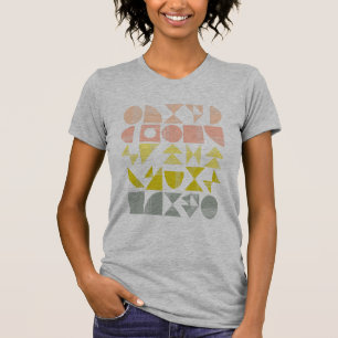Simple Geometric Shapes Lines in Pastel Coral T-Shirt
