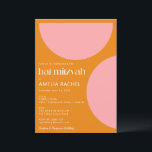 Simple Geometric Shapes Pink Orange Bat Mitzvah  Invitation<br><div class="desc">Custom Simple Geometric Shapes Pink and Orange Modern Bat Mitzvah Invitation</div>