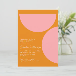 Simple Geometric Shapes Pink Orange Bridal Shower Invitation