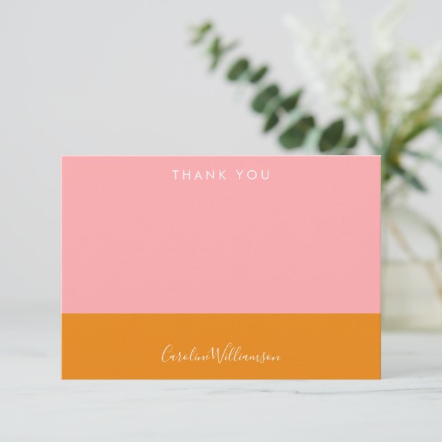 Simple Geometric Shapes Pink Orange Bridal Shower  Thank You Card (Standing Front)