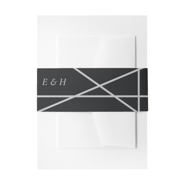 Simple Geometric Style Wedding Invitation Belly Band (Front Example)