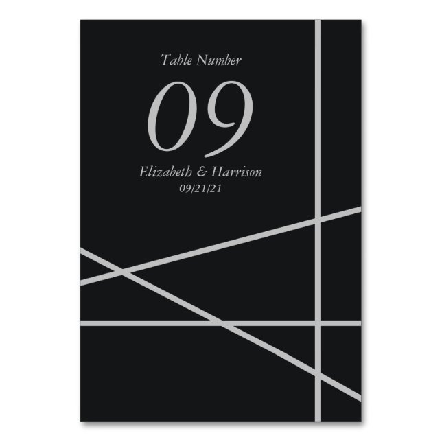 Simple Geometric Style Wedding Table Number (Front)