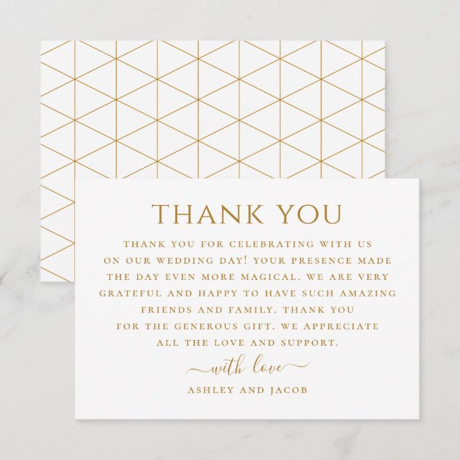 Simple geometric wedding. Elegant modern clean Thank You Card (Front/Back)