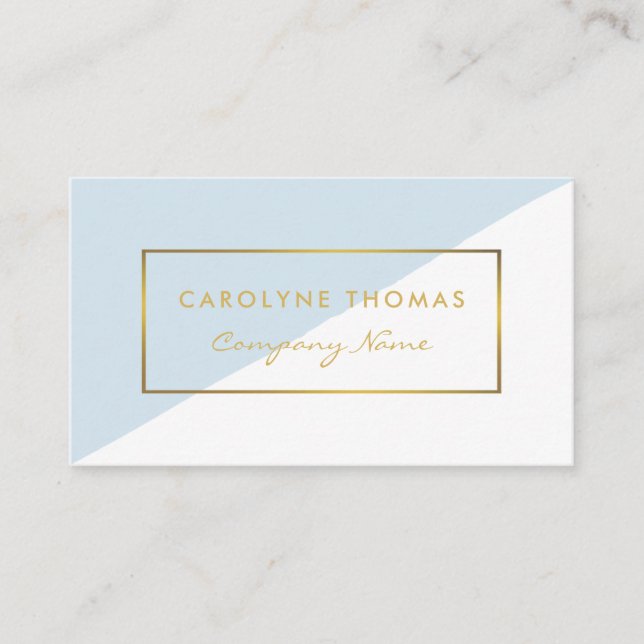 Simple Geometric White & Gold Foil Effect Business Card (Front)