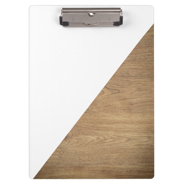 Simple Geometric White Wooden Photo Brown Clipboard (Front)