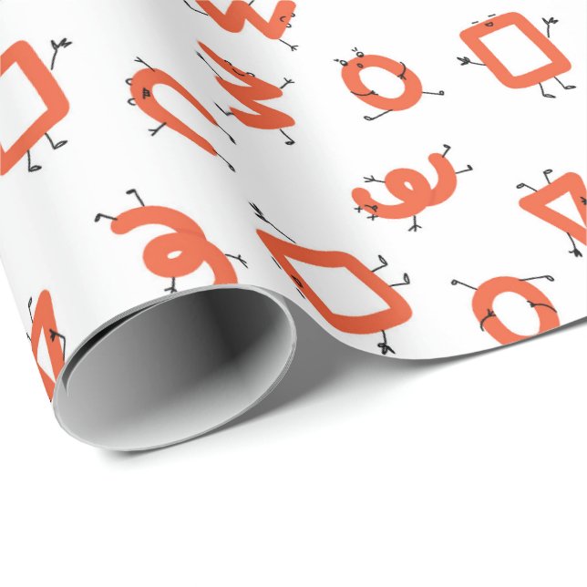 Simple geometry playful alphabet character toddler wrapping paper (Roll Corner)