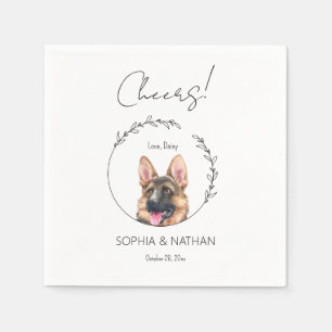 Simple German Shepherd Wedding Cocktail Napkins