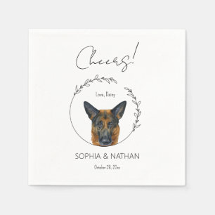 Simple German Shepherd Wedding Cocktail Napkins