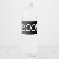 Simple ghost boo black waterbottle label